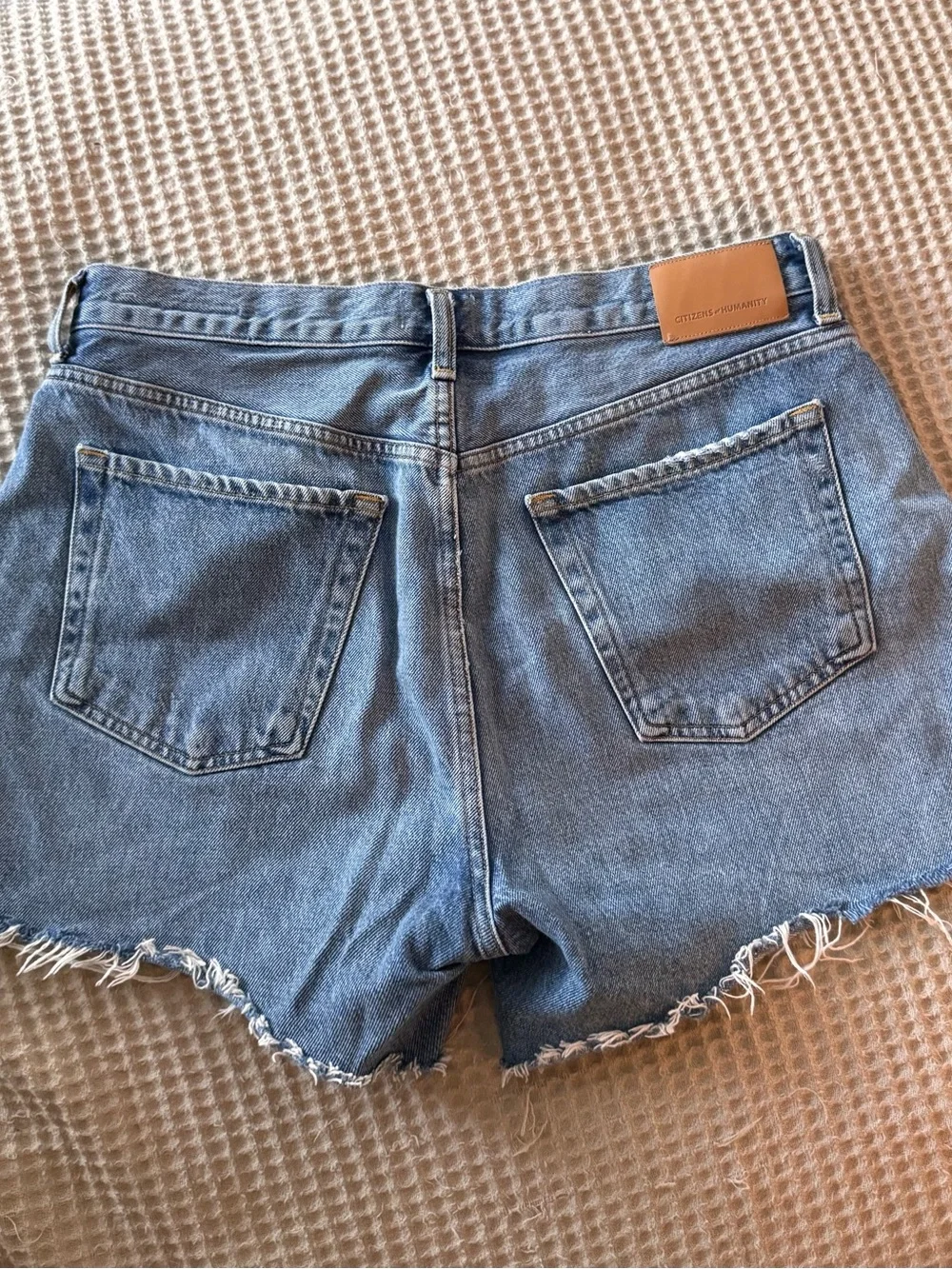 Citizens Of Humanity Blue Denim Annabelle Long Button Fly Jean Shorts